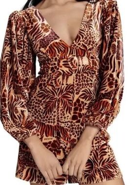 FARM Rio Multicolor Animal Print Jumpsuit Romper with Buckle